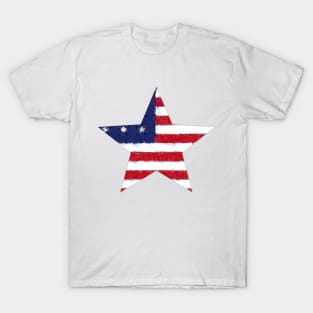 American Flag Star Pastel Chalk Art T-Shirt